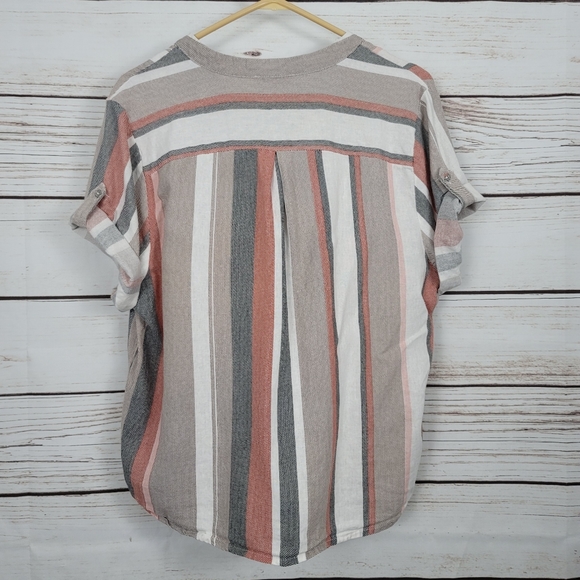 Saint Tropez West | Striped Linen Bl Roll Sl Top - Picture 7 of 7